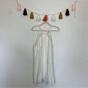 Entro Eyelet Embroidery Scallop Trim Halter Neck White Dress Size Medium
